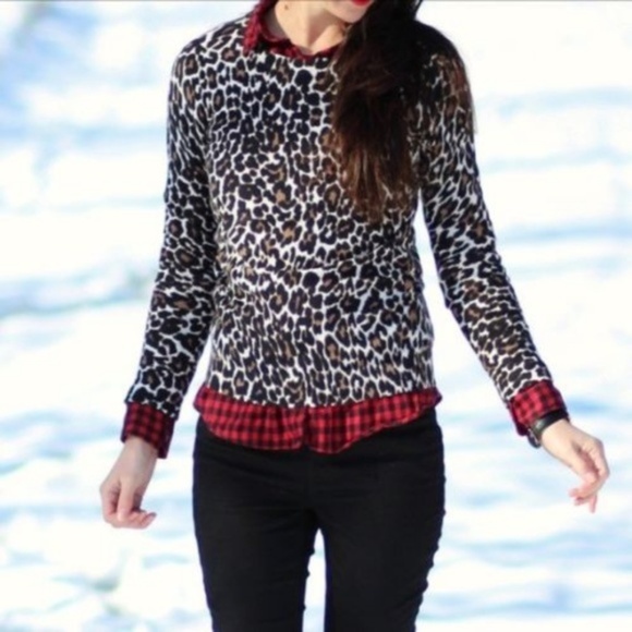 J. Crew Factory Sweaters - J. Crew Factory Leopard Print Crewneck Sweater